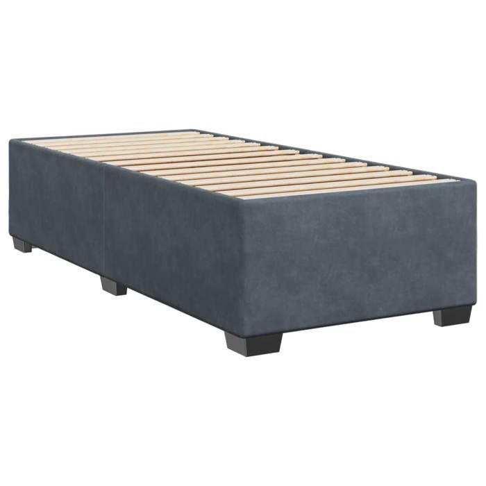 Struttura letto con materasso - Maison Exclusive - 90x200 cm - Velluto grigio scuro - Massimo relax