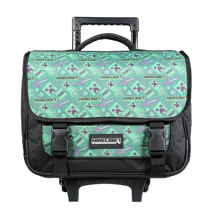 BAGTROTTER Zaino scolastico con ruote verde Minecraft da 38 cm