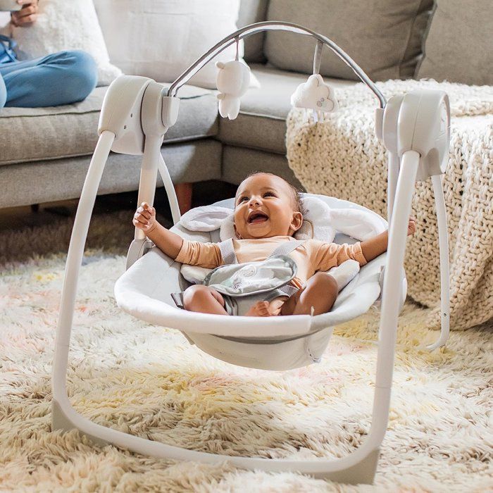 INGENUITY Baby Bouncer, Foldable Electric Swing - Little Sheep - Removable Arch and Toys, Baby Gift