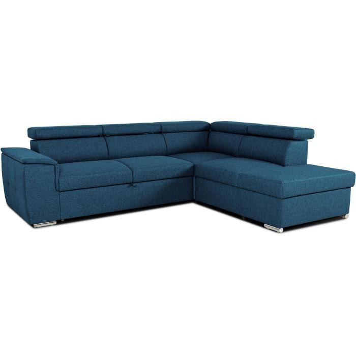 Wendbares Ecksofa mit Stauraum – 5-Sitzer – DAYTONA – Blauer Stoff – 260 x 94 x 216 cm