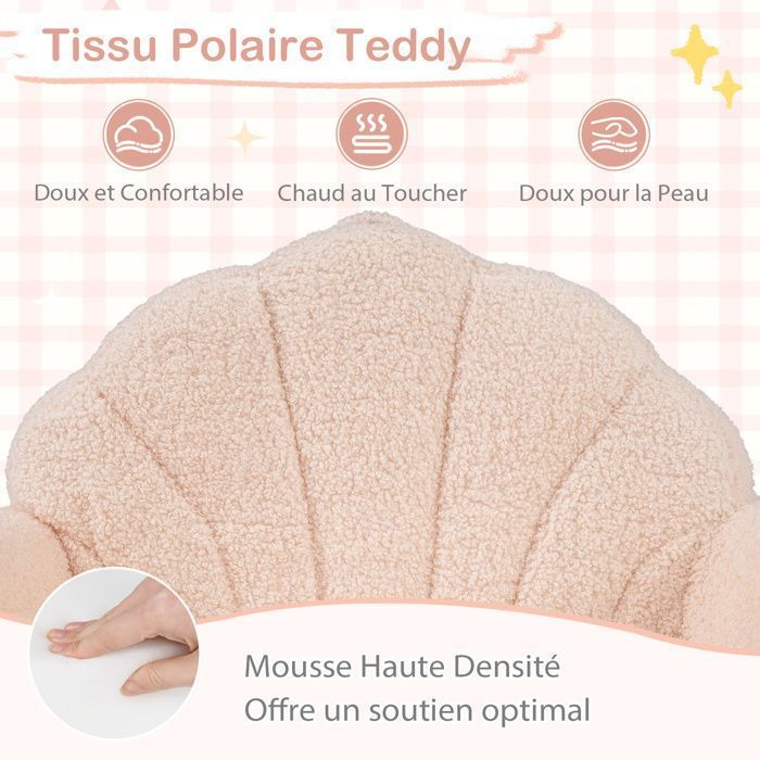 Canapé pour Enfants Pliable COSTWAY  Convertible 2-en-1 avec Motifs de Coquillages, Poignée Légère, Base Anti-Dérapante, Beige