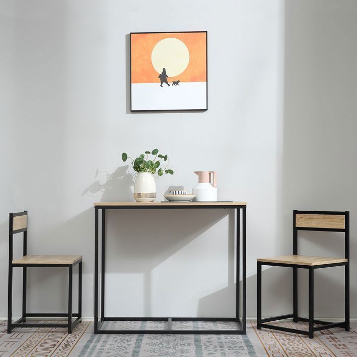 Mesa de comedor con 2 sillas, juego de comedor para 3 personas, juego de mesa de cocina para 2 personas, roble