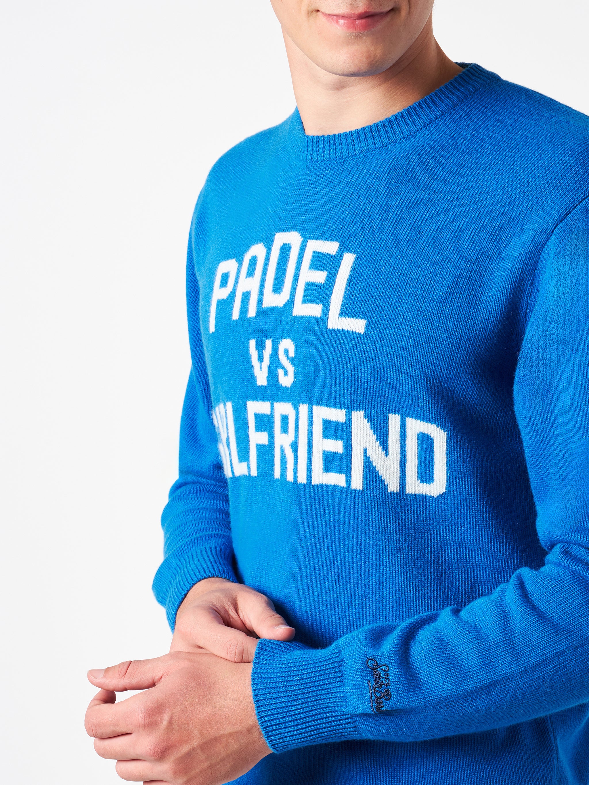 Maglione da uomo girocollo con stampa jacquard Padel vs Girlfriend