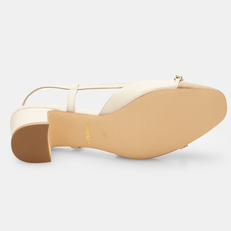 Damskie półbuty typu slingback z obcasem midi i łańcuszkiem