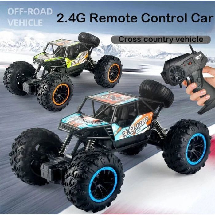 Voiture télécommandée tout terrain 4x4 Explorer LXB-463 bleu  avec 2 batteries rechargeables et télécommande 2.4 GHz Bleu