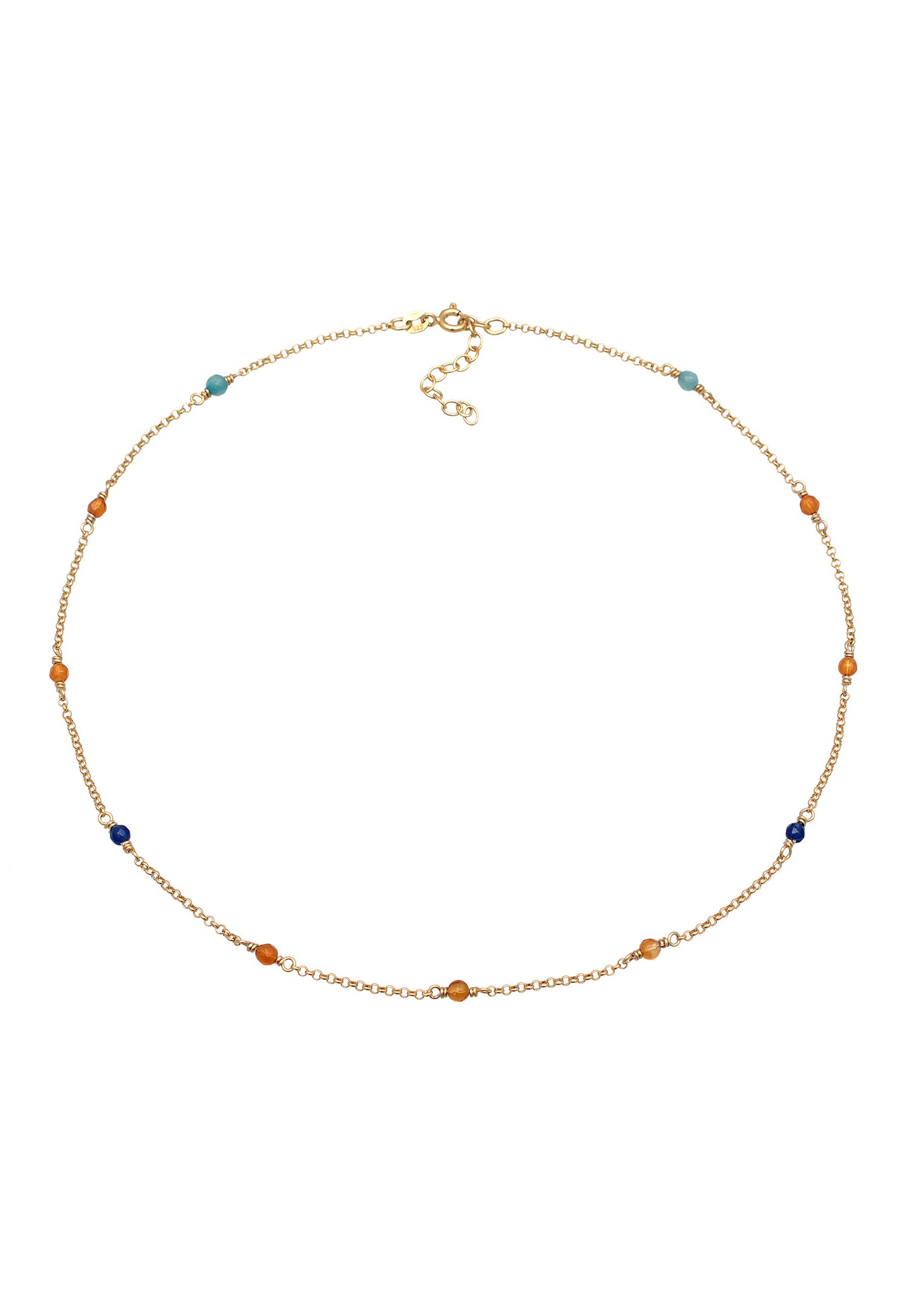 Elli Femmes Tendance filigrane avec des perles d'agate multicolores en argent sterling 925 plaqué or