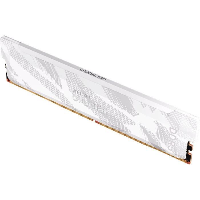 Memoria per gaming - CRUCIAL Pro OC - CP16G64C32U5W - 16GB DDR5-6400 UDIMM - CL32 con dissipatore di calore - Bianca
