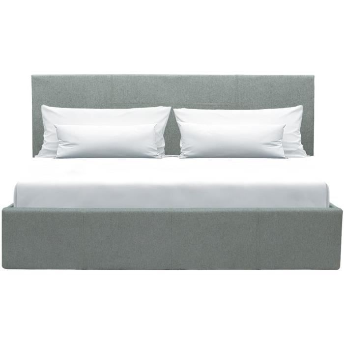 MARTIN adult storage bed - Sleeping area 160x200 cm - Light grey - Slatted base - W 209 x D 166 x H 99 cm