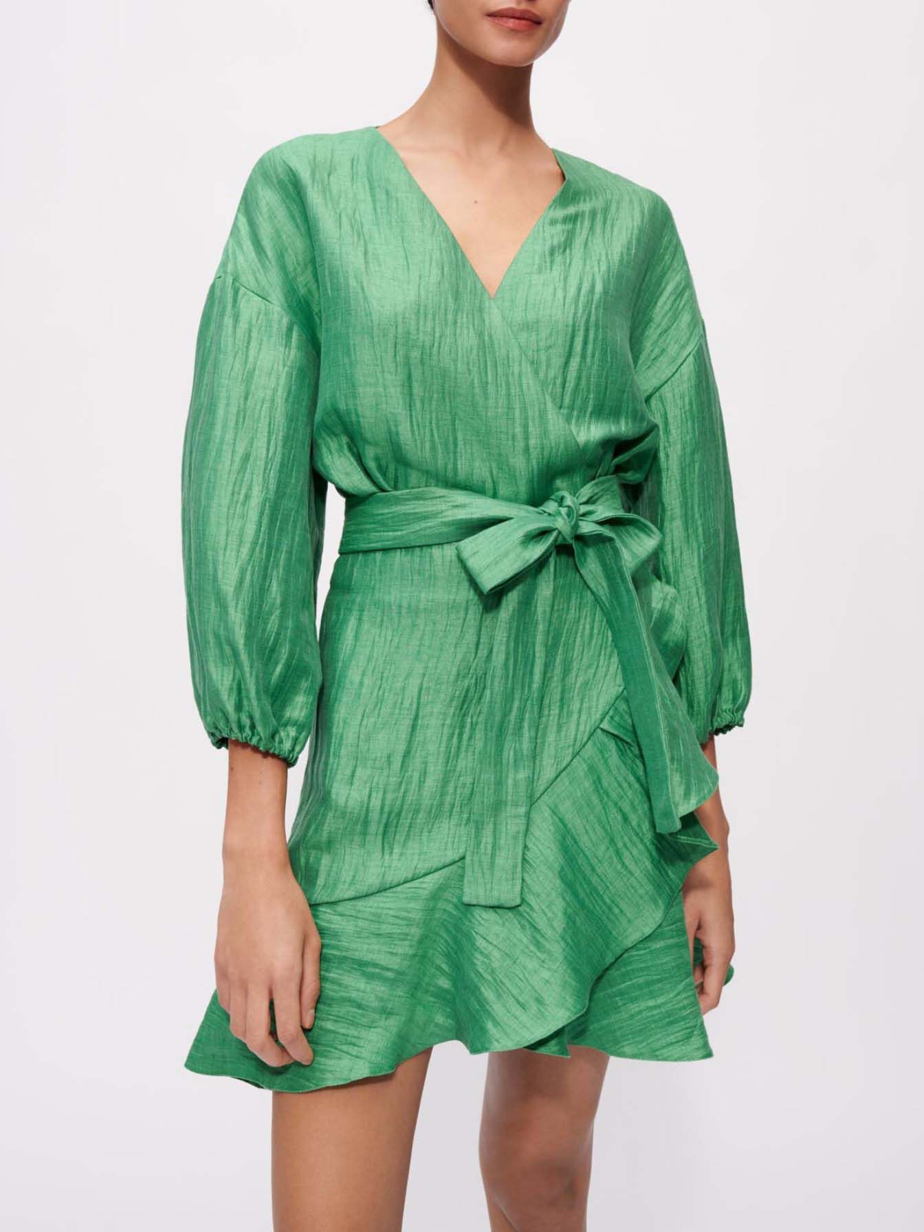 Rochie înfășurată cu nod-Vert