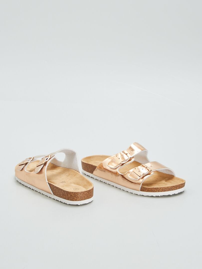 Muiltjes met metalen gespen - BEIGE