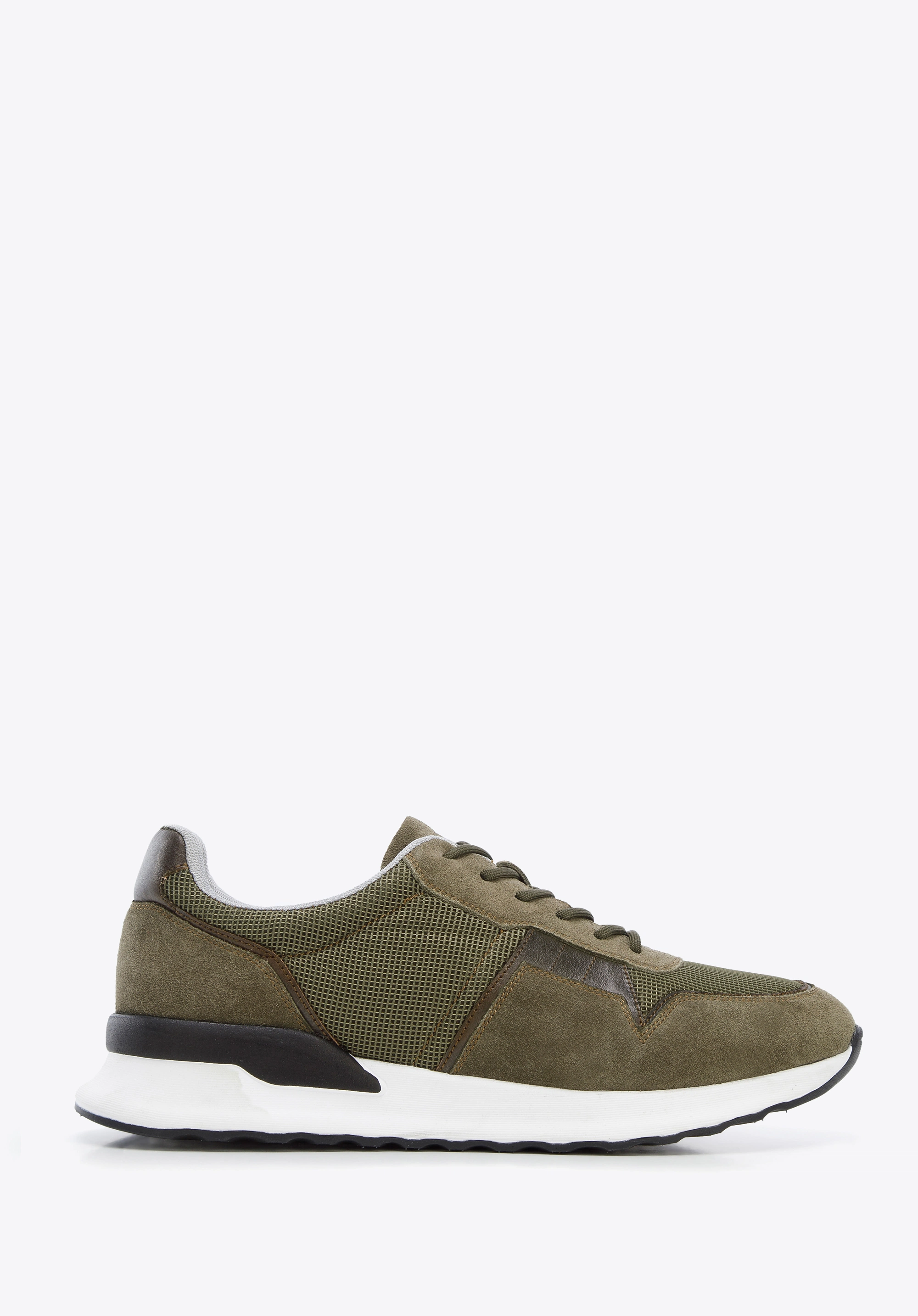 Męskie sneakersy zamszowe z elastycznymi wstawkami zielone
