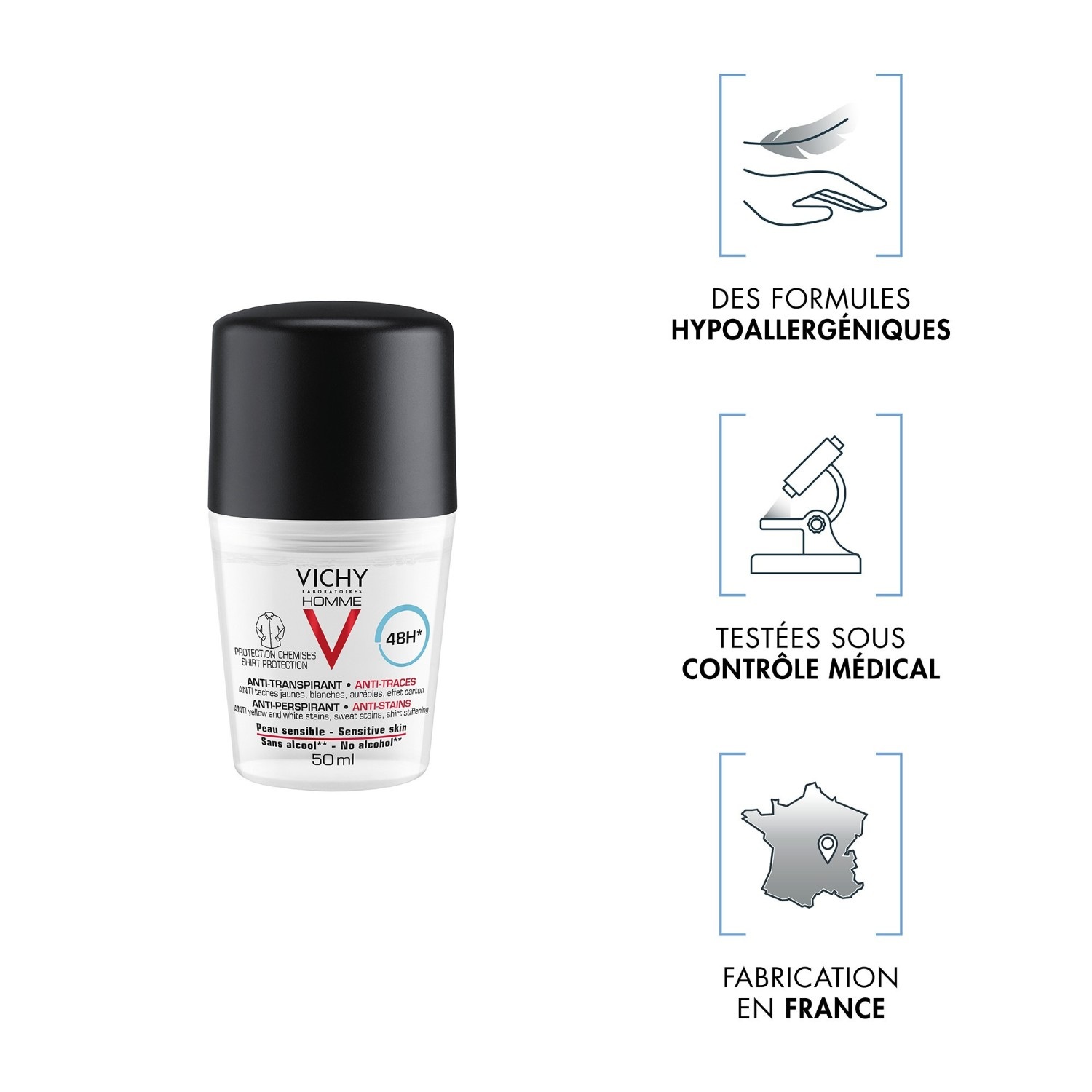 Vichy Lot*2 anti transpirant bille anti trace48h