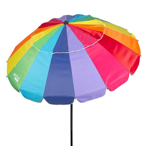  Aktive Windproof Beach Umbrella Ø195 cm Multicolor with Tiltable Pole and UV50 Protection