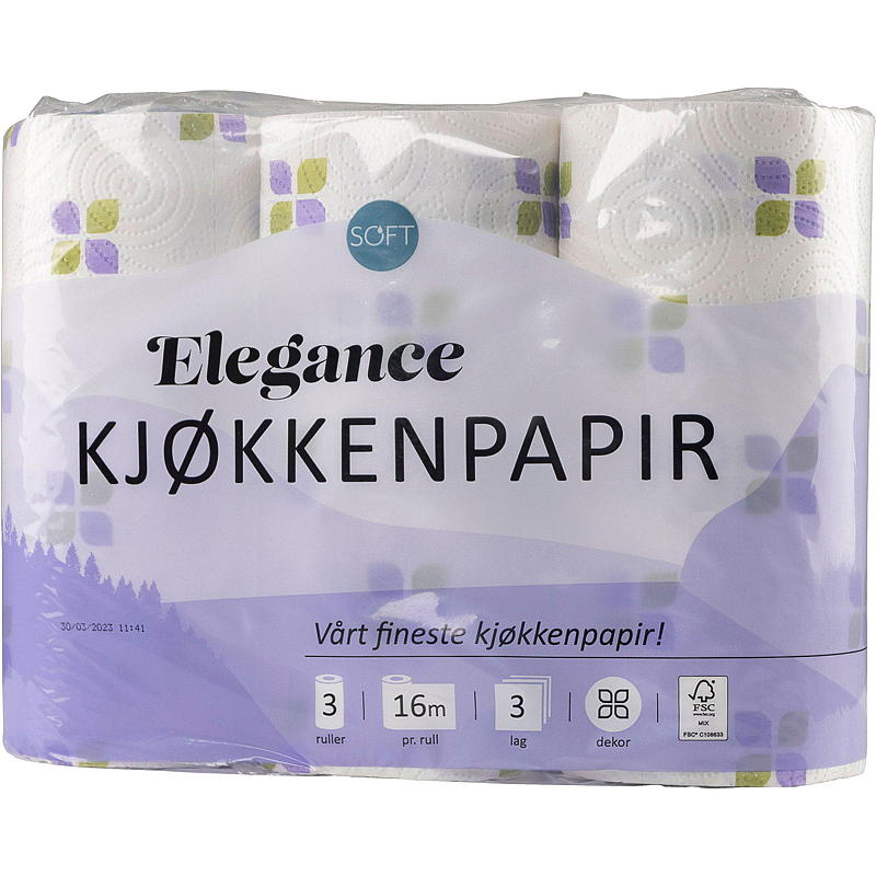 Mykt kjøkkenpapir 3-pakning Elegance