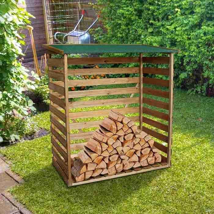 M MCombo Tablette en bois avec paroi arrière pour cheminée d'extérieur 1200, abri en bois avec couverture imperméable (naturel)