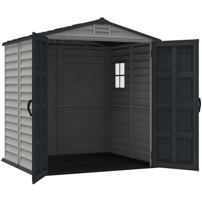 Casetta da giardino - PVC - DURAMAX - 3,50 m² + pavimento - Grigio chiaro / Antracite - DUSMATE66PR