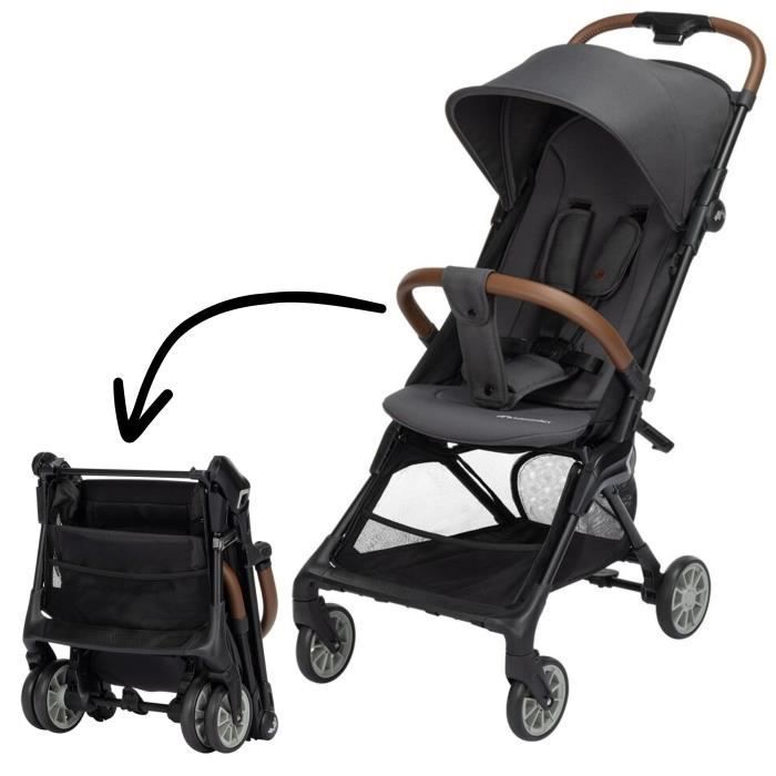 Passeggino da cabina BEBECONFORT Zephir, 1a età, ultra compatto, facile da piegare, dalla nascita fino a 4 anni, fino a 22 kg, grafite minerale.