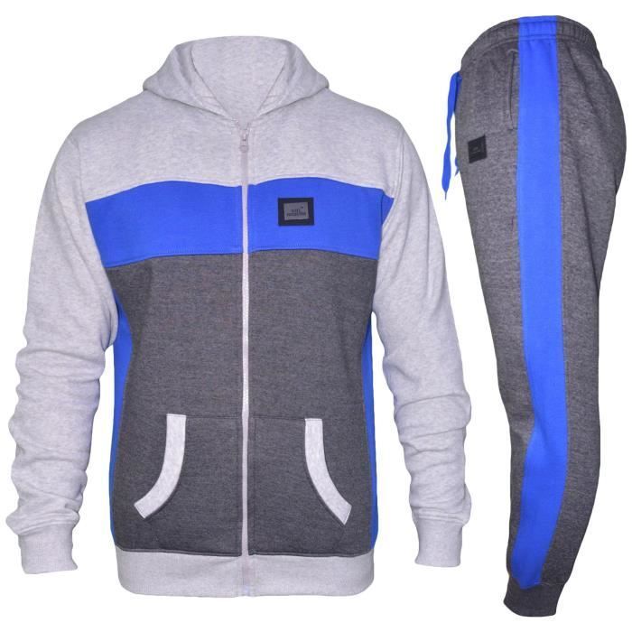 Chándal HNL para niños y niñas con paneles en contraste - Gris y azul marino