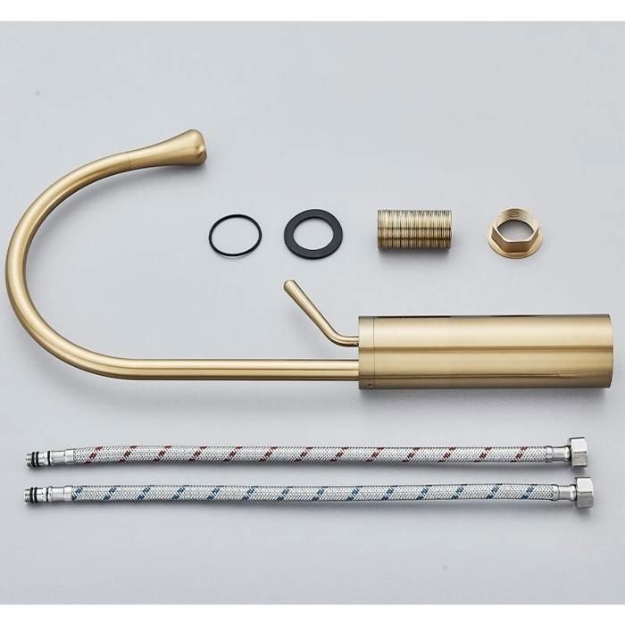 Rubinetto da bagno in oro spazzolato - Miscelatore per lavabo - Rubinetto miscelatore per lavabo in acciaio inox 304, design moderno per rubinetto da bagno