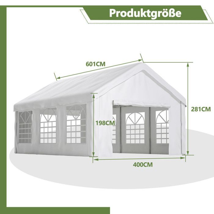 THANADDO 4x6m Pavillon, wasserdichter, faltbarer Gartenpavillon mit 6 Seitenwänden und zusammenklappbarem Zelt für Partys, Weiß