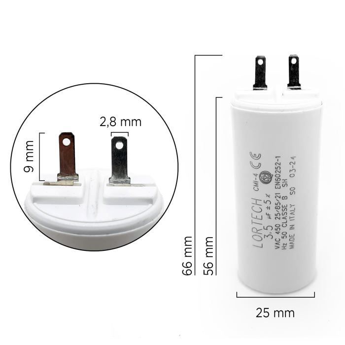 Lot de 5 condensateurs pour volet roulant ou store, 25 mm x 55 mm, fabriqués en Italie