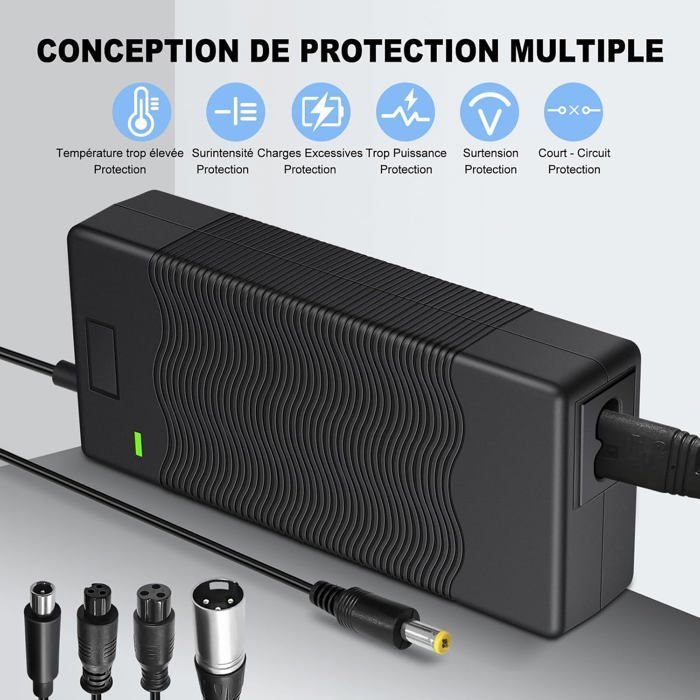Cargador para hoverboard de 42 V y 2 A con 5 conectores, cargador universal de 36 V para patinete eléctrico Xiaomi M365 Ninebot y hoverboard.