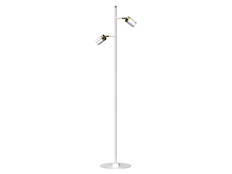 Lampa podłogowa Joker 2-punktowa metalowa biało-złota