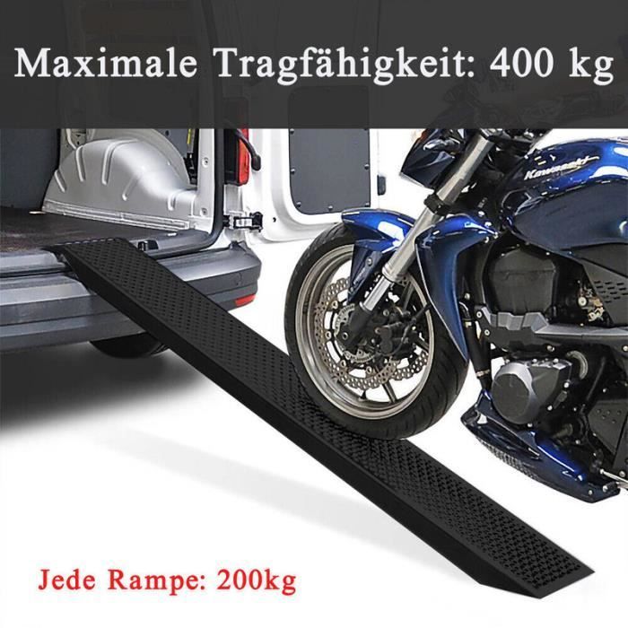 AUFUN 1 par de rampas de carga antideslizantes para motocicletas, ATV, quads y coches. Capacidad máxima: 400 kg. Fabricadas en acero galvanizado.