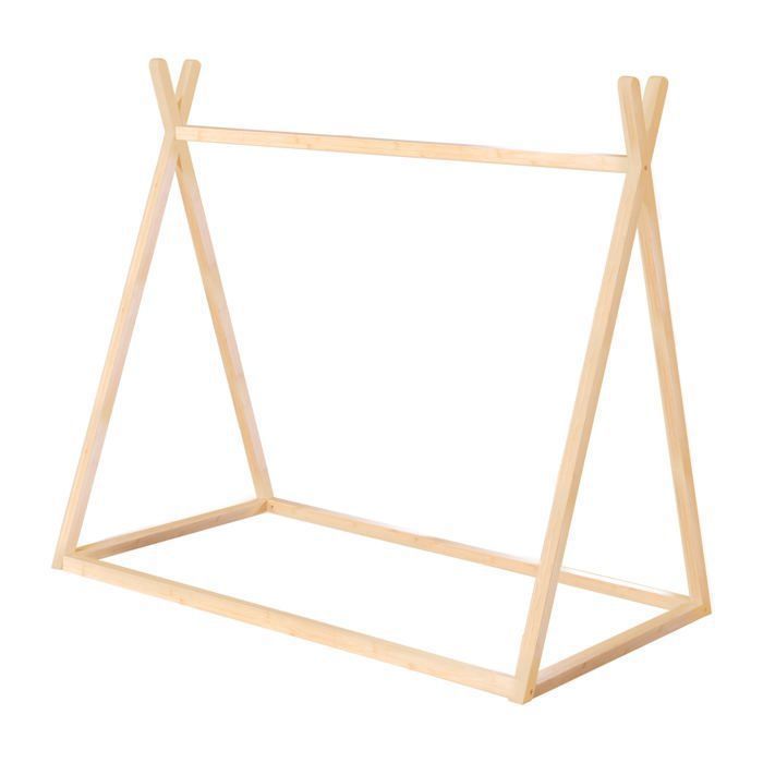 Cama tipi ROBA de 70 x 140 cm para niños - Bambú certificado FSC - Cama india para niños y niñas - Acabado natural