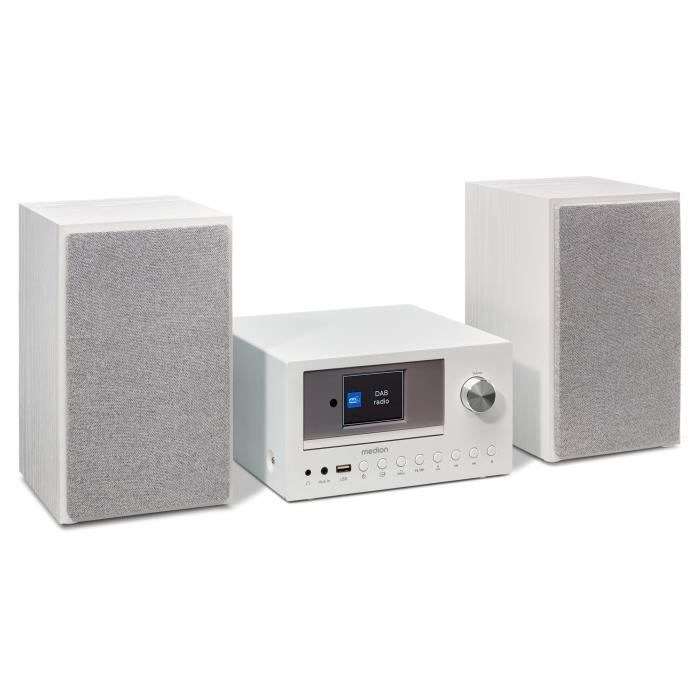 Mini sistema HiFi - MEDION - Radio Internet DAB/FM - Lettore CD - 2x15W RMS - Bianco