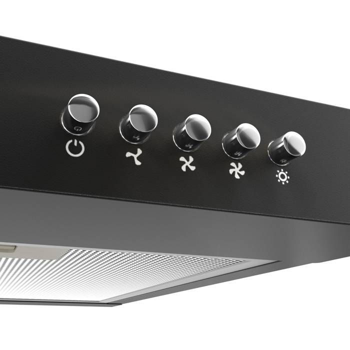 CIARRA Cappa a baldacchino da incasso 60 cm Nera Classe A+ 220 m³/h Aspirazione e ricircolo 3 velocità LED