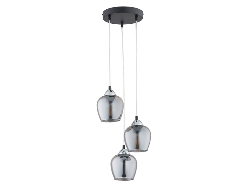 Lampa wisząca Margo 3-punktowa stalow-szklana  czarno-srebrna