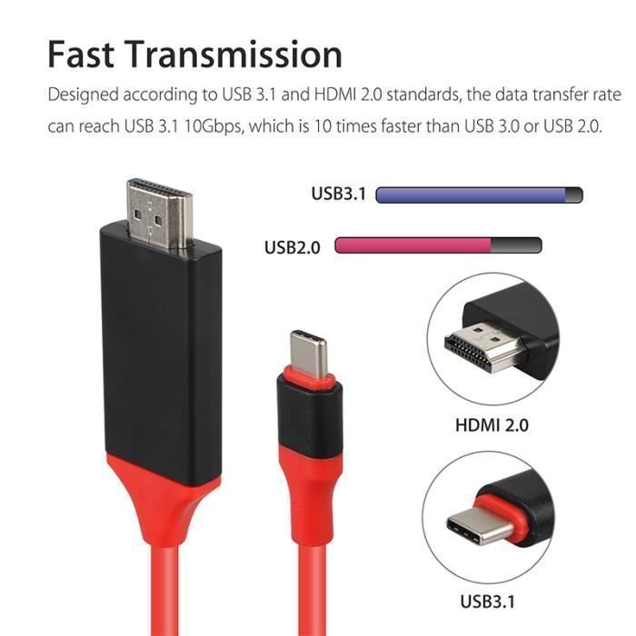 Cable adapter - Samsung - Type C to HDMI - USB 3.1 - Gold-plated connectors - Black