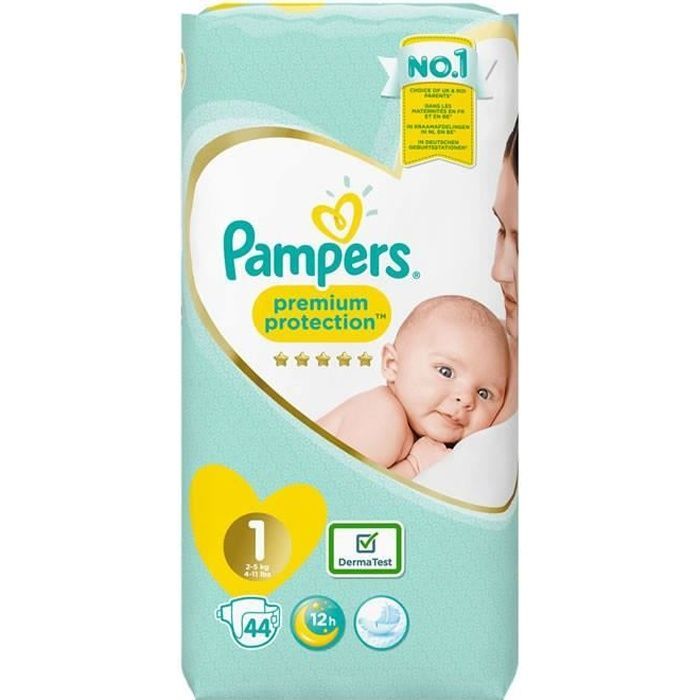 PAMPERS Premium Protection New Baby Diapers - Size 1 (2-5 kg) - 44 diapers