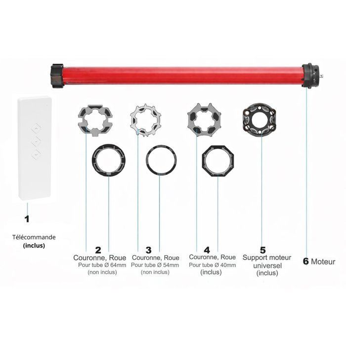 Radiografisch bediende rolluikmotor + afstandsbediening RM10MSB - SUPERROLLO - SR20906 - Diameter 40 mm - 10 Nm - Max. gordijngewicht 22 kg