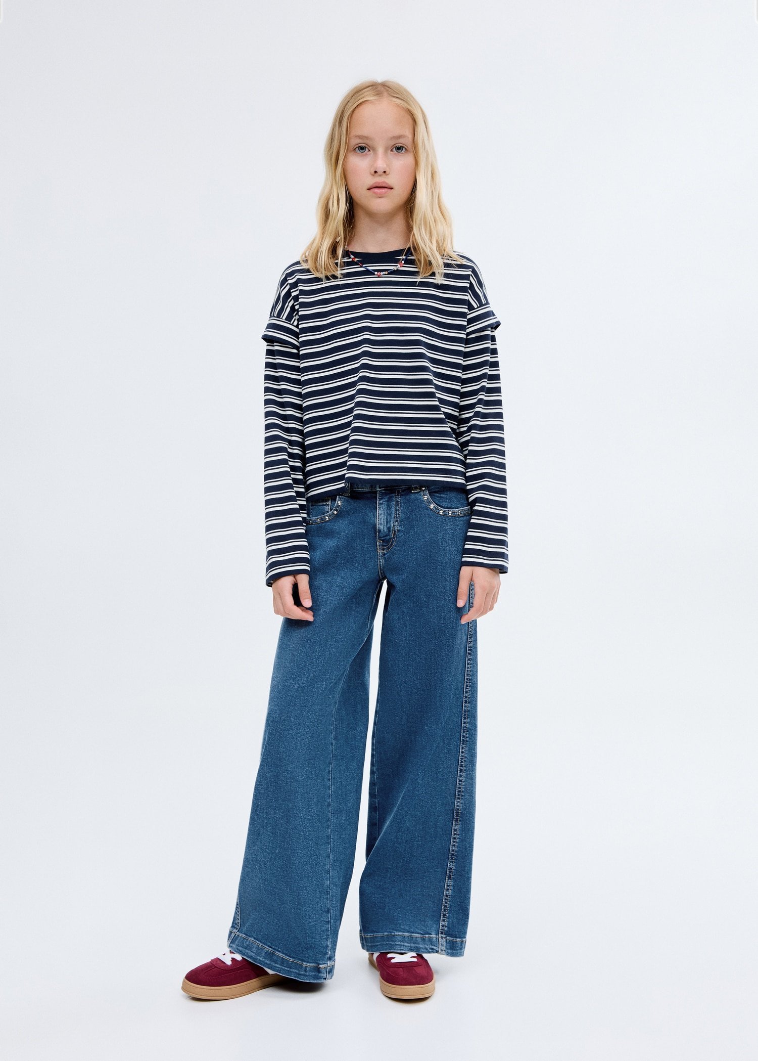 Mango Kids WIDE MET STUDS - Džíny s rozšířenými nohavicemi - tmavě modrá