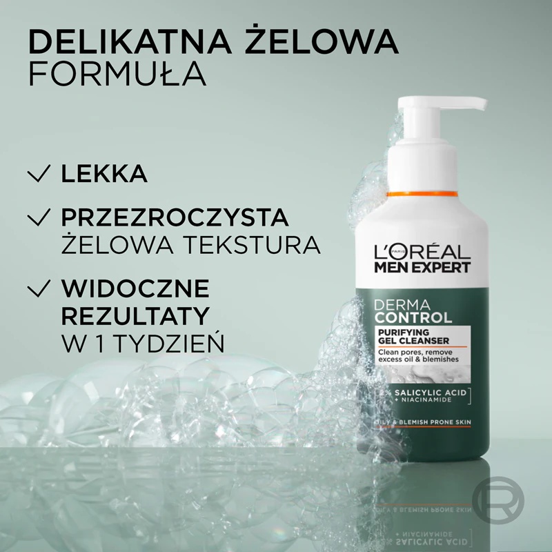 „L'Oréal Paris Men Expert Derma Control“ valomasis gelis su niacinamidu