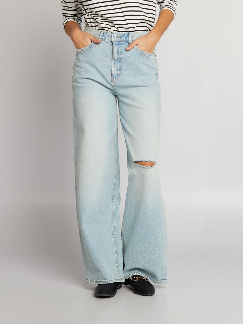 Calça jeans de perna larga - AZUL