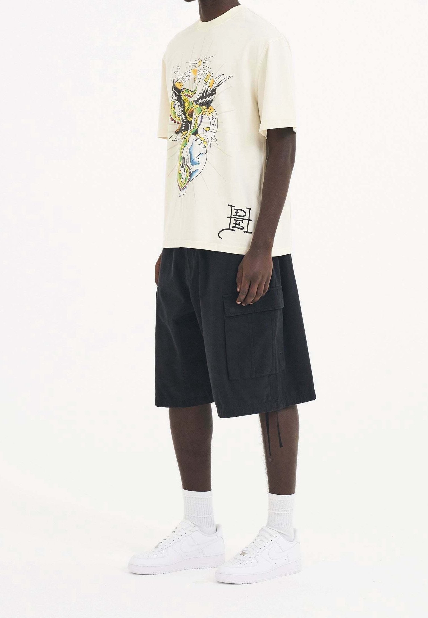 Ed Hardy T-shirt met print - beige