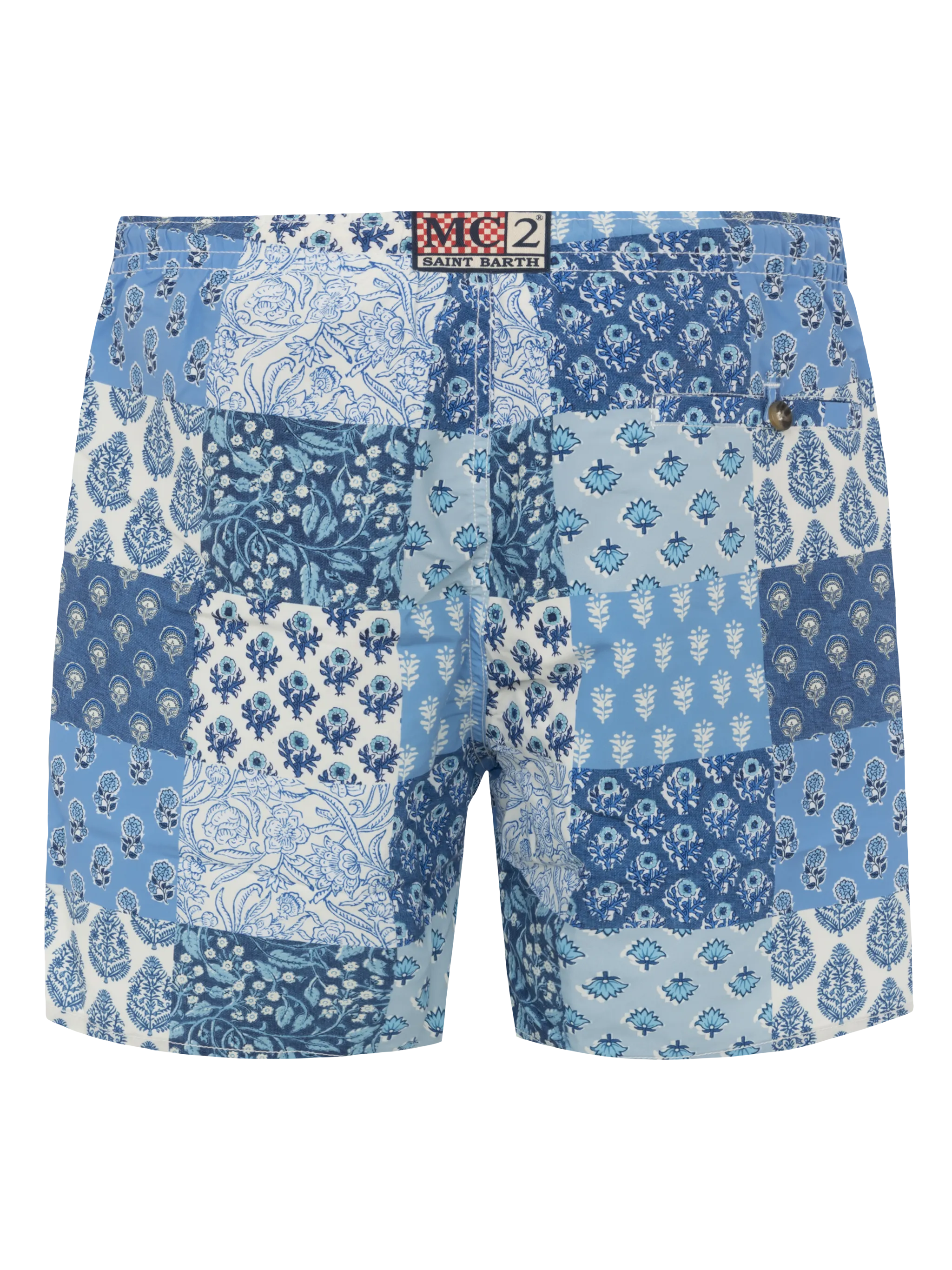 Costume mare lunghezza media Caprese con stampa fiori patch