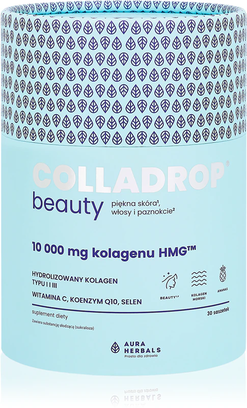 Aura Herbals Colladrop Beauty colágeno HMG 10.000 mg suplemento alimentar colágeno marinho para cabelos, pele e unhas bonitos
