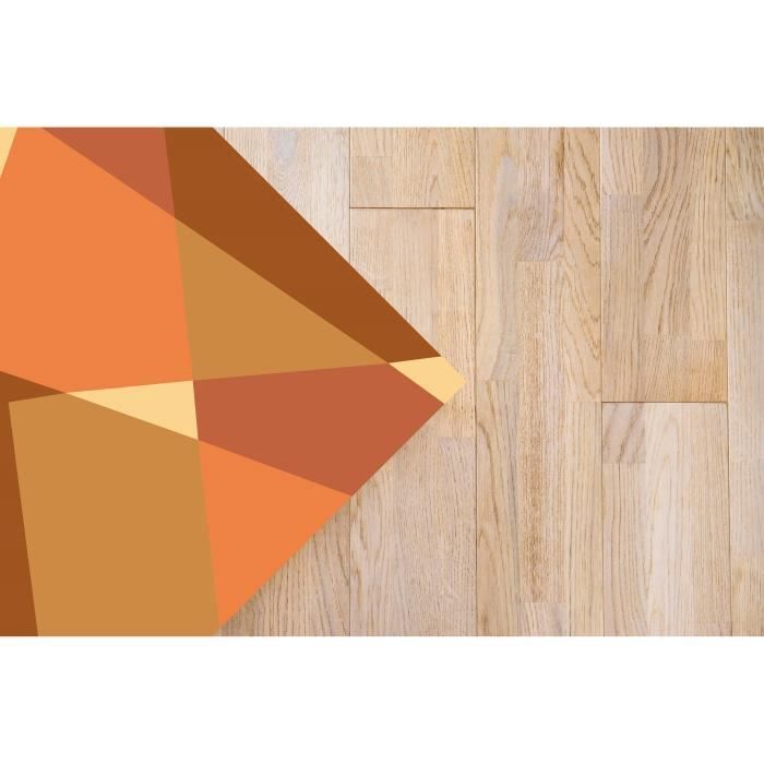 Tapis Vinyle Panorama Géométrie Abstraite Orange 60x110 cm - Tapis pour Cuisine, Bureau et Salon en PVC