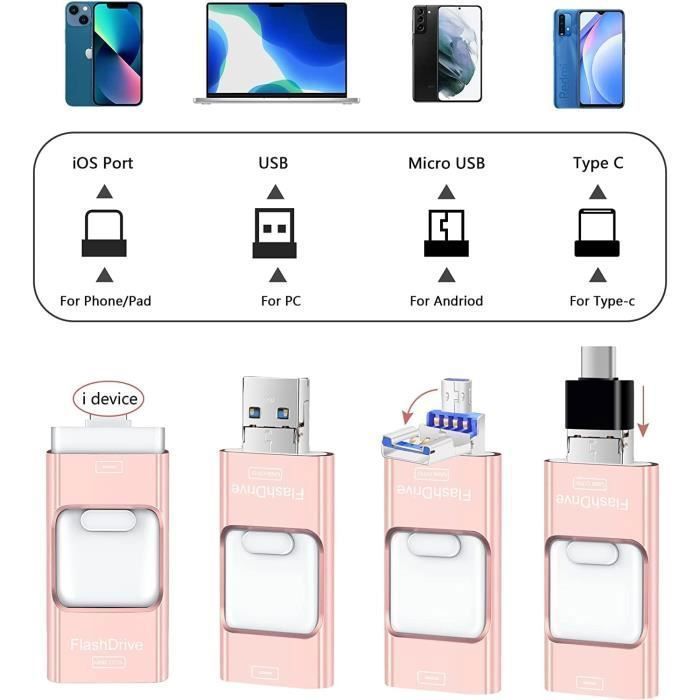 USB 3.0-flashdrive - Compatibel met iPhone - 512 GB - Geheugenopslag - iOS/Android-synchronisatie