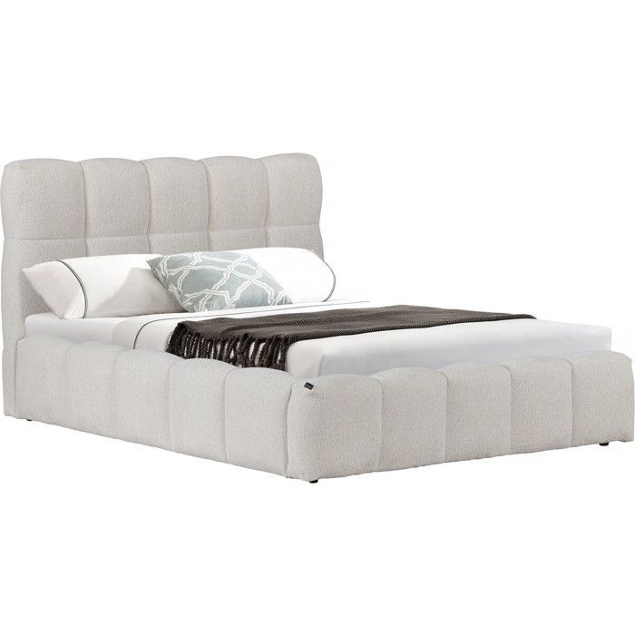 Cama doble de tela con espacio de almacenamiento 