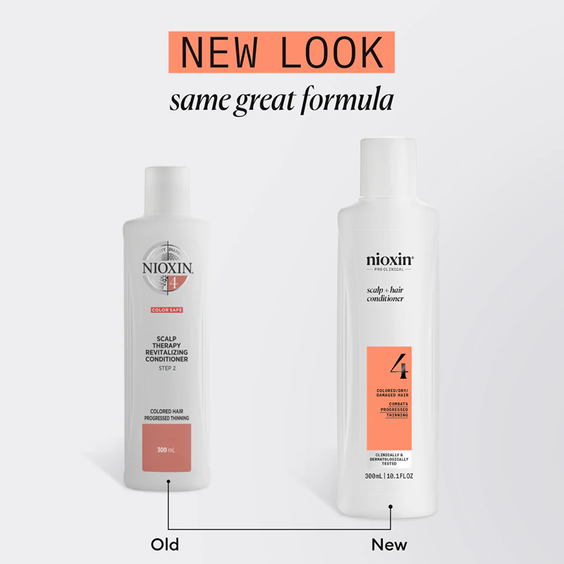 Nioxin System 4 Scalp + Condicionador hidratante e nutritivo para cabelos coloridos e danificados.