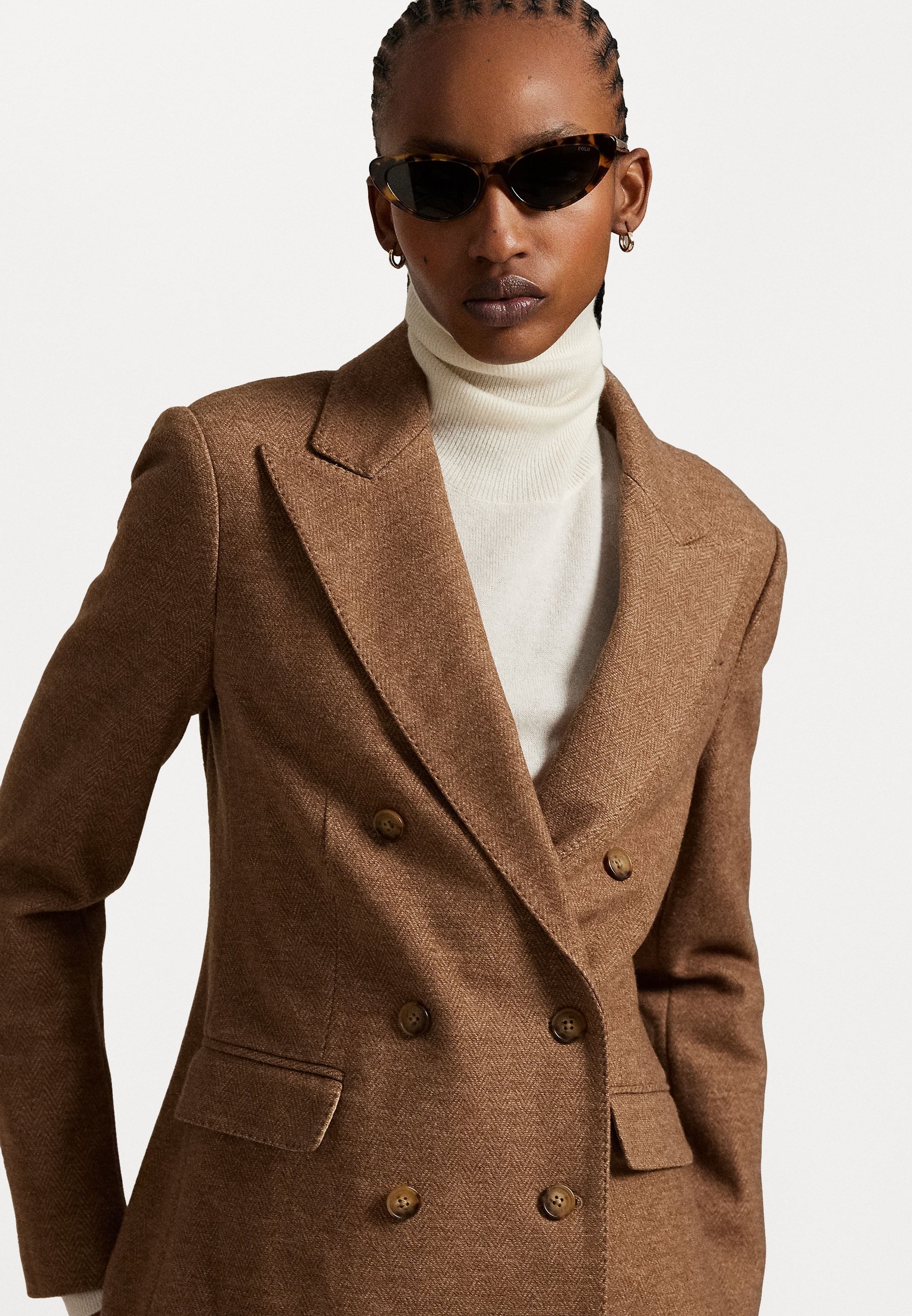 Polo Ralph Lauren Double-Breasted Herringbone Blazer - Blazer - beige