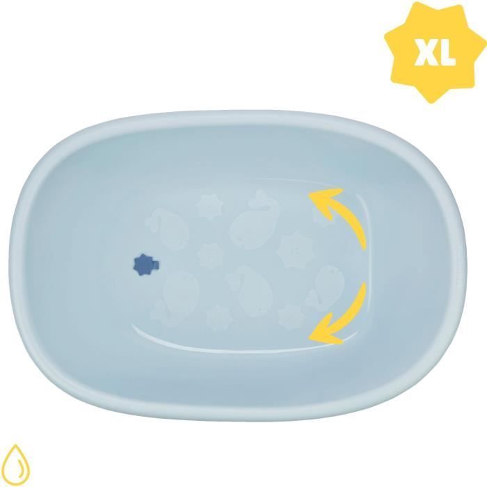 Bañera para bebés Badabulle con forma de ballena, fabricada en Europa, puede albergar una hamaca o un asiento de baño, desde el nacimiento hasta los 24 meses.