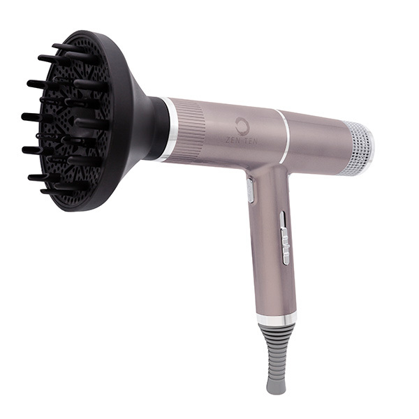 Secador de cabelo leve Zenten New Concept em formato de T, cor champanhe.