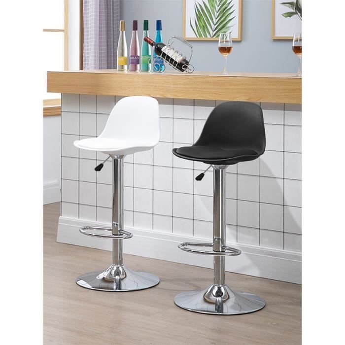 Set of 4 galvanized PU bar stools with black cushion - OHMG