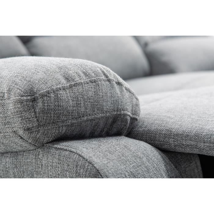 Sofá de 2 lugares LEO em tecido - Cinza claro - L143 x P93 x A96cm - LOUNGITUDE